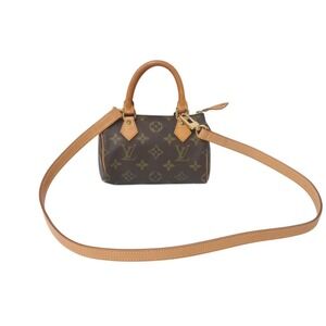 LOUIS VUITTON Speedy Handbag Monogram Strap Brown